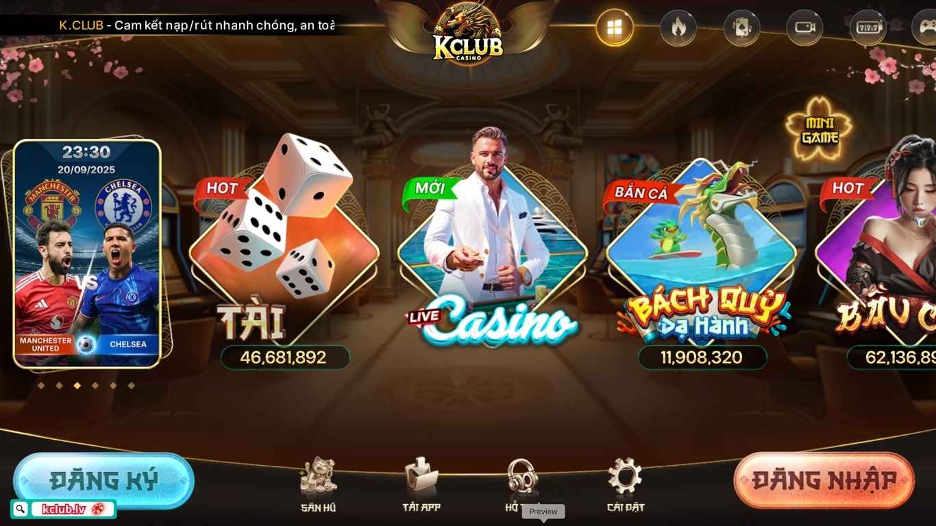 K Club có kho game đổi thưởng khổng lồ