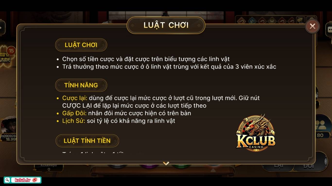 Luật chơi bầu cua Kclub người chơi cần nắm
