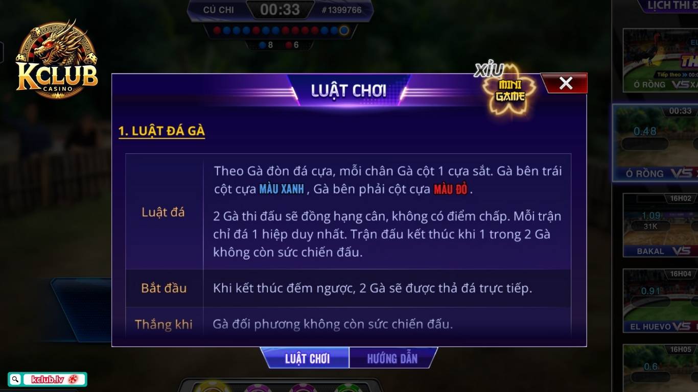 Hướng dẫn tân binh cách tham gia sân chơi đá gà Kclub