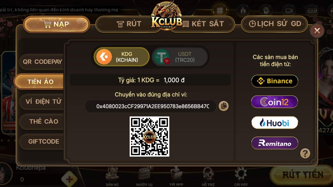 Nạp tiền bằng tiền ảo (Crypto)